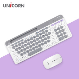 유니콘 2.4G+블루투스 무선키보드마우스세트 듀얼모드지원 멀티페어링 키스킨포함 BK-600SB
