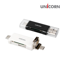 유니콘 XC-800A 화이트 통합 멀티 카드리더기 USB A타입 C타입 OTG 지원