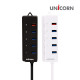 유니콘 RH-5000S 블랙 4포트 USB3.0허브 고속충전 1포트지원 개별전원스위치 5V 아답터포함