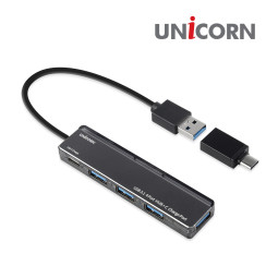 유니콘 4포트USB3.1허브 A+C타입 C타입충전가능/상태LED RH-400AC