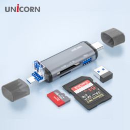 유니콘 OTG멀티카드리더기 A타입/C타입/8핀 USB3.1포트지원 XC-2000M