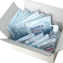 크리넥스 마스크 KF94 20장 물티슈20매 4개  손소독 1개 위생용품세트 YK024