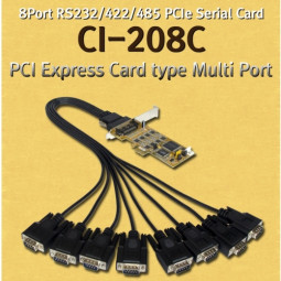 CI-208C 8Port PCI Express RS-422/485 Multi-Port (Cable, LP)