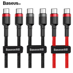 베이스어스 C타입 PD2.0 고속충전 데이타케이블 (레드블랙)