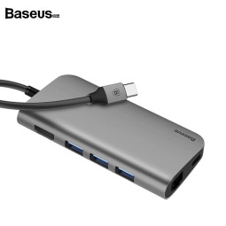 베이스어스 올마이티 C타입 USB 8 in 1 멀티포트 허브 [그레이]