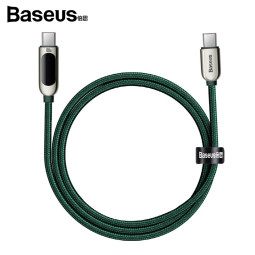 베이스어스 LED 디스플레이 100W 고속충전 데이터 케이블 2M 그린