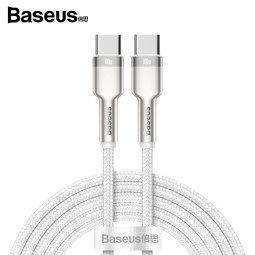 베이스어스 메탈 100W CtoC 고속충전 데이터 케이블 2M 화이트