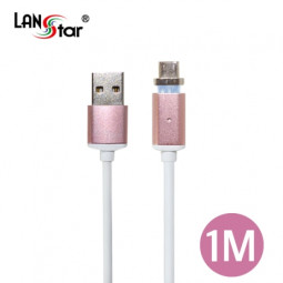 자석 데이터 충전 삼성/LG 모바일케이블 -핑크메탈 1M