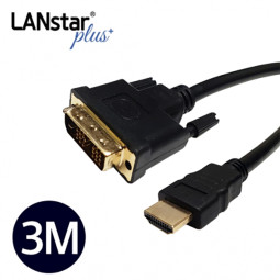 DVI-HDMI 케이블 , DVI18+1/M- HDMI 19/M, Black 3M