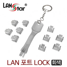 LAN 포트 락키,LOCK, RJ45,10Pcs with Lock key, Grey, 대만산