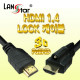 HDMI1.4 잠금케이블, 19P M／M, 나사고정형, Black, 4K 60Hz, 2M