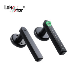 지문+번호키 도어락 방문 손잡이 블랙