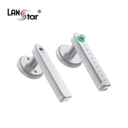 지문+번호키 도어락 방문 손잡이 실버