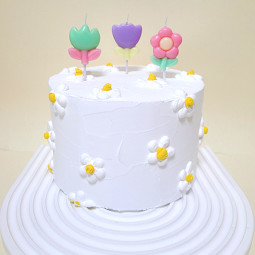 예쁜 케이크초 생일파티 장식 기념일초 봄꽃초 3개 1set