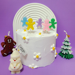 예쁜 케이크초 생일파티 장식 기념일초 쿠키인형 5개 1set