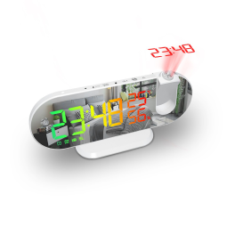 LED 빔 알람시계 탁상 침실 천장 온습도계 FM라디오 화이트