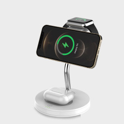 고속 무선충전기 거치대 4in1 아이폰 애플워치 에어팟 LED 램프 맥세이프 동시충전  명품햅시