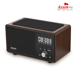 액센 7in1 블루투스 스피커 탁상 알람 시계 무선충전기 BS50 다크우드