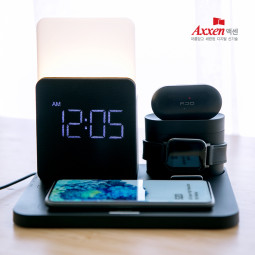 액센 A160 5in1 15W 무선충전 시계 무드램프 거치대